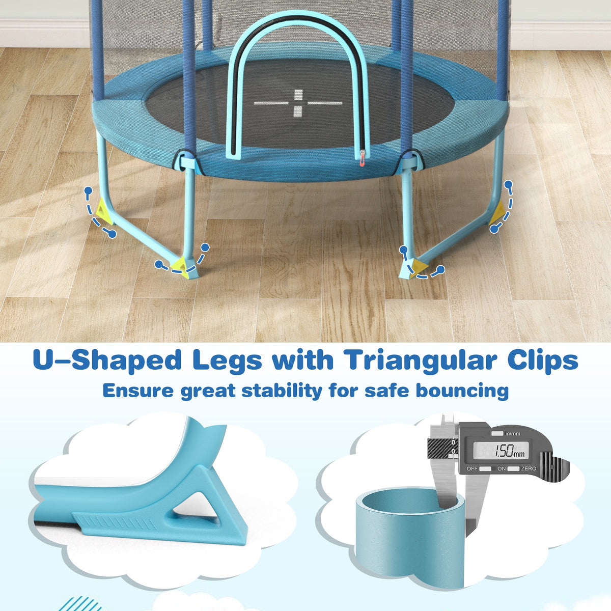 60 Inch Trampoline With Gymnastic Bar And Rings, Blue Trampolines at Gallery Canada