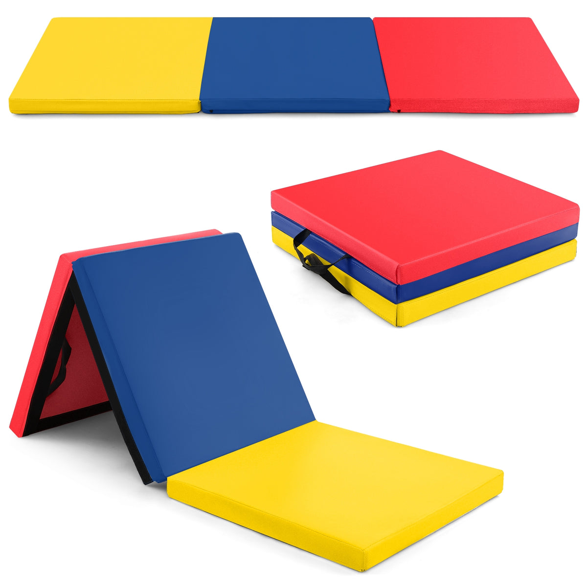 6 x 2 FT Tri-Fold Gym Mat, Handles, Removable Cover, Multicolor Yoga & Gym Mats at Gallery Canada