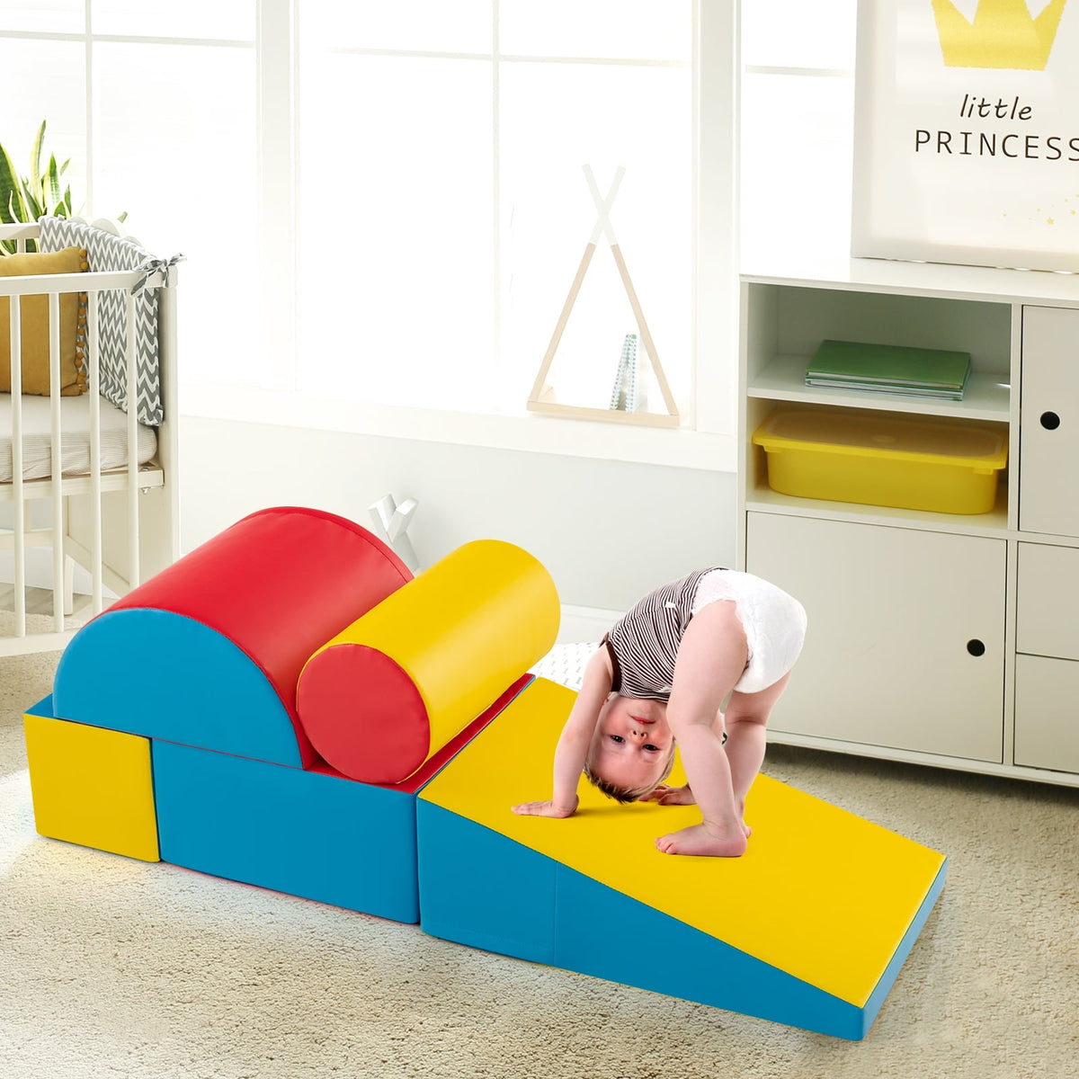 5-Piece Kids Climb And Crawl Activity Playset, Red Climbers & Slides at Gallery Canada