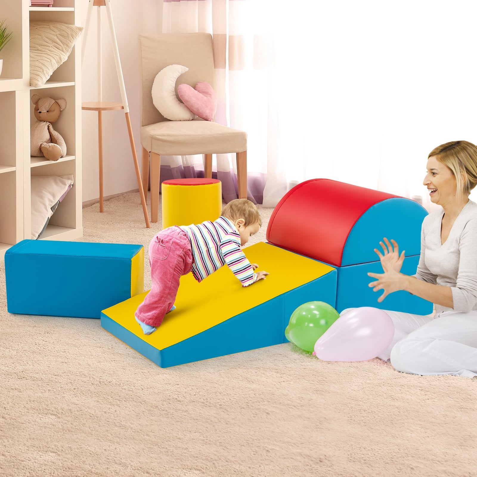 5-Piece Kids Climb And Crawl Activity Playset, Red Climbers & Slides at Gallery Canada