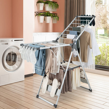 2-Layer Folding Drying Rack, 5-Level Adjustable Height, Silver Drying Racks at Gallery Canada