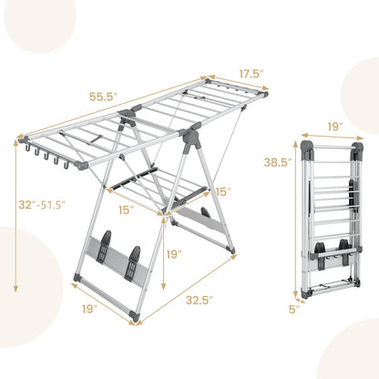 2-Layer Folding Drying Rack, 5-Level Adjustable Height, Silver Drying Racks at Gallery Canada