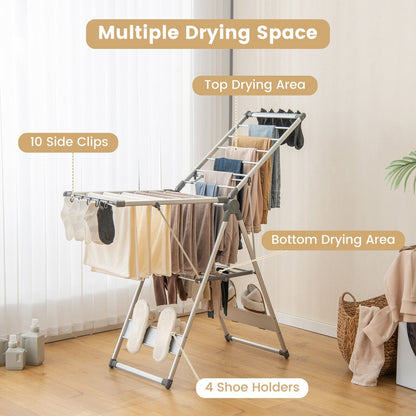 2-Layer Folding Drying Rack, 5-Level Adjustable Height, Silver Drying Racks at Gallery Canada