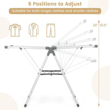 2-Layer Folding Drying Rack, 5-Level Adjustable Height, Silver Drying Racks at Gallery Canada