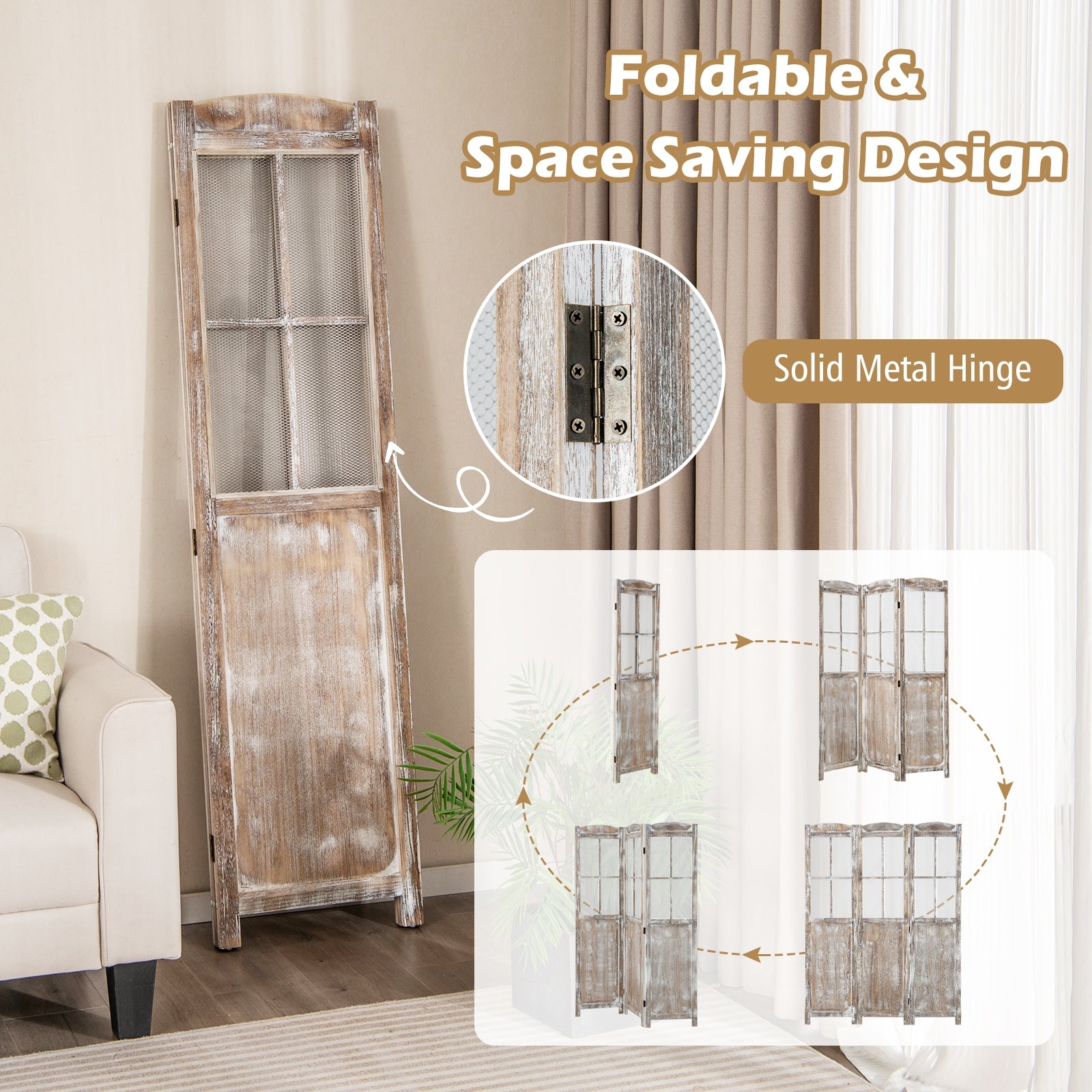 6 Feet Folding Privacy Screen, Coffee Room Dividers at Gallery Canada
