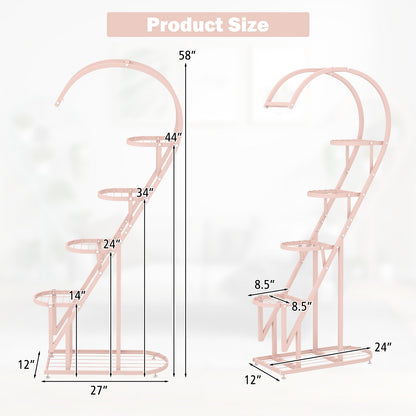 5 Tier Metal Plant Stand With Hanging Hook, Blue, Pink Plant Stands at Gallery Canada
