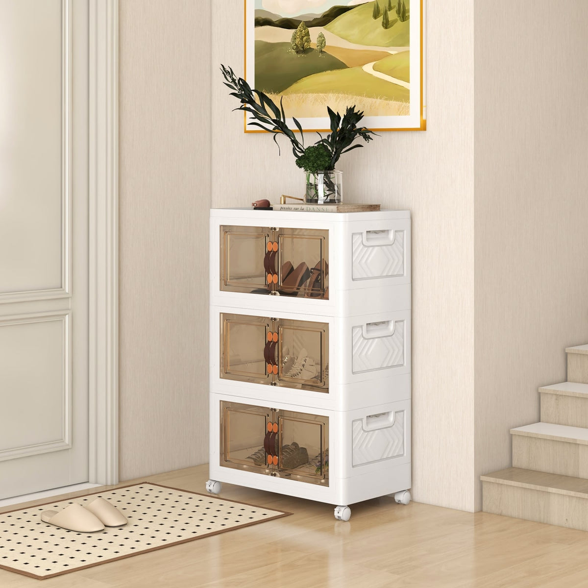 Stackable Storage Bins With Lockable Wheels, 3 Pack, White Cabinets & Chests at Gallery Canada