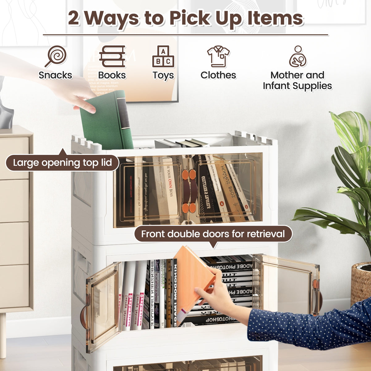 Stackable Storage Bins With Lockable Wheels, 3 Pack, White Cabinets & Chests at Gallery Canada