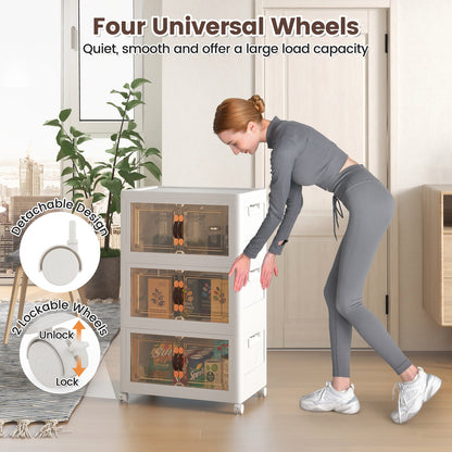 Stackable Storage Bins With Lockable Wheels, 3 Pack, White Cabinets & Chests at Gallery Canada