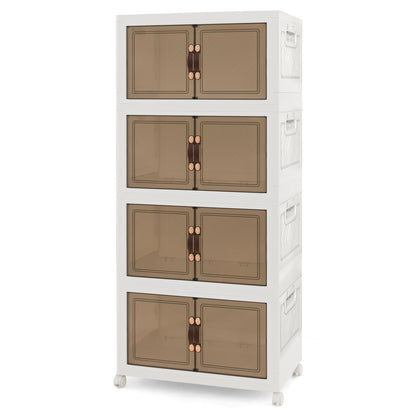Stackable Storage Bins With Lockable Wheels, 4 Pack, White Cabinets & Chests at Gallery Canada