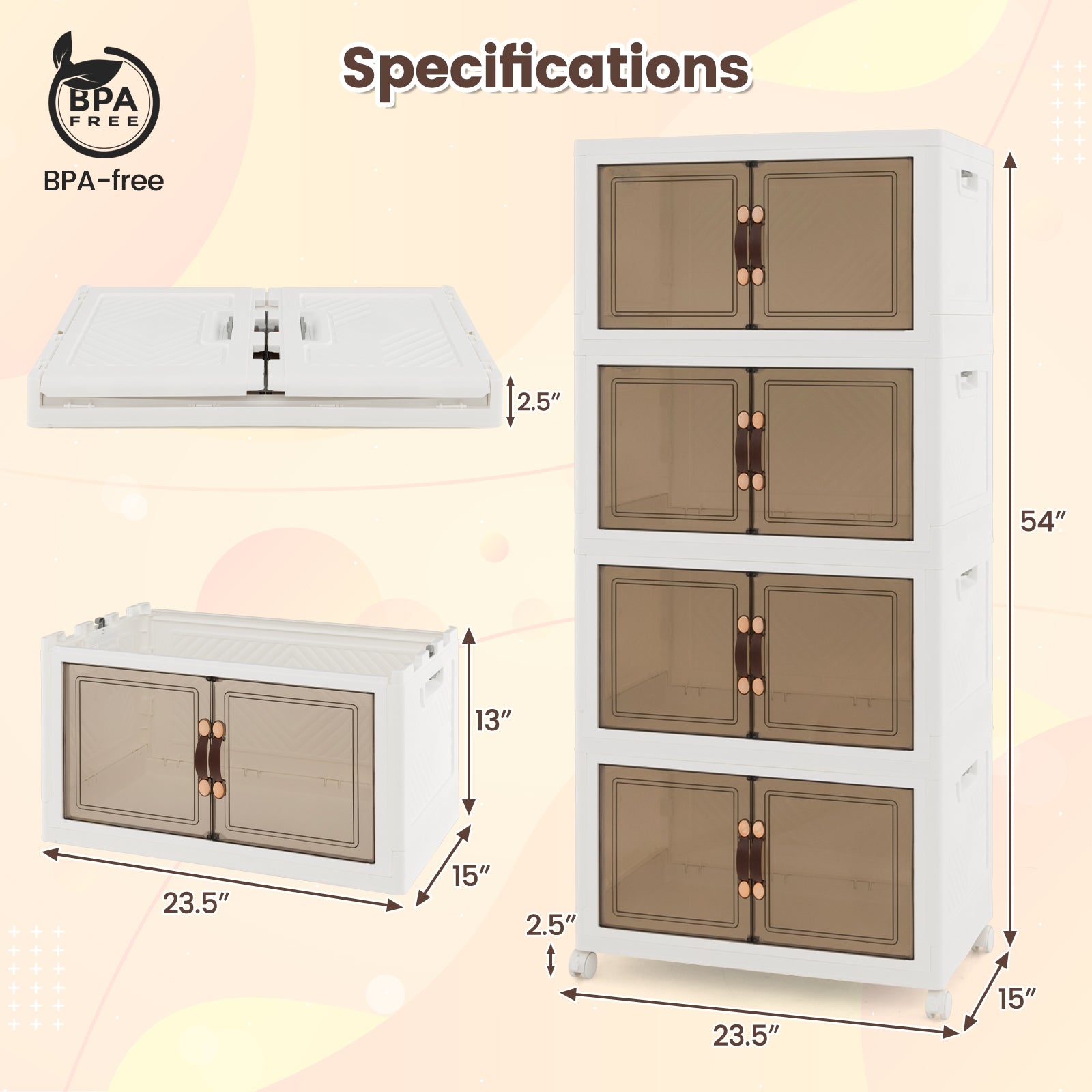 Stackable Storage Bins With Lockable Wheels, 4 Pack, White Cabinets & Chests at Gallery Canada