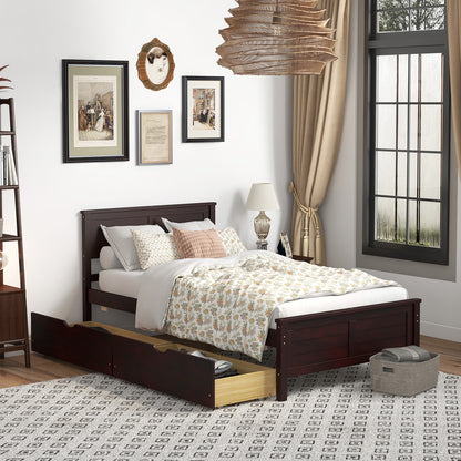 Twin Size Bed Frame With Storage Drawers, Espresso Trundle Bed Frame at Gallery Canada