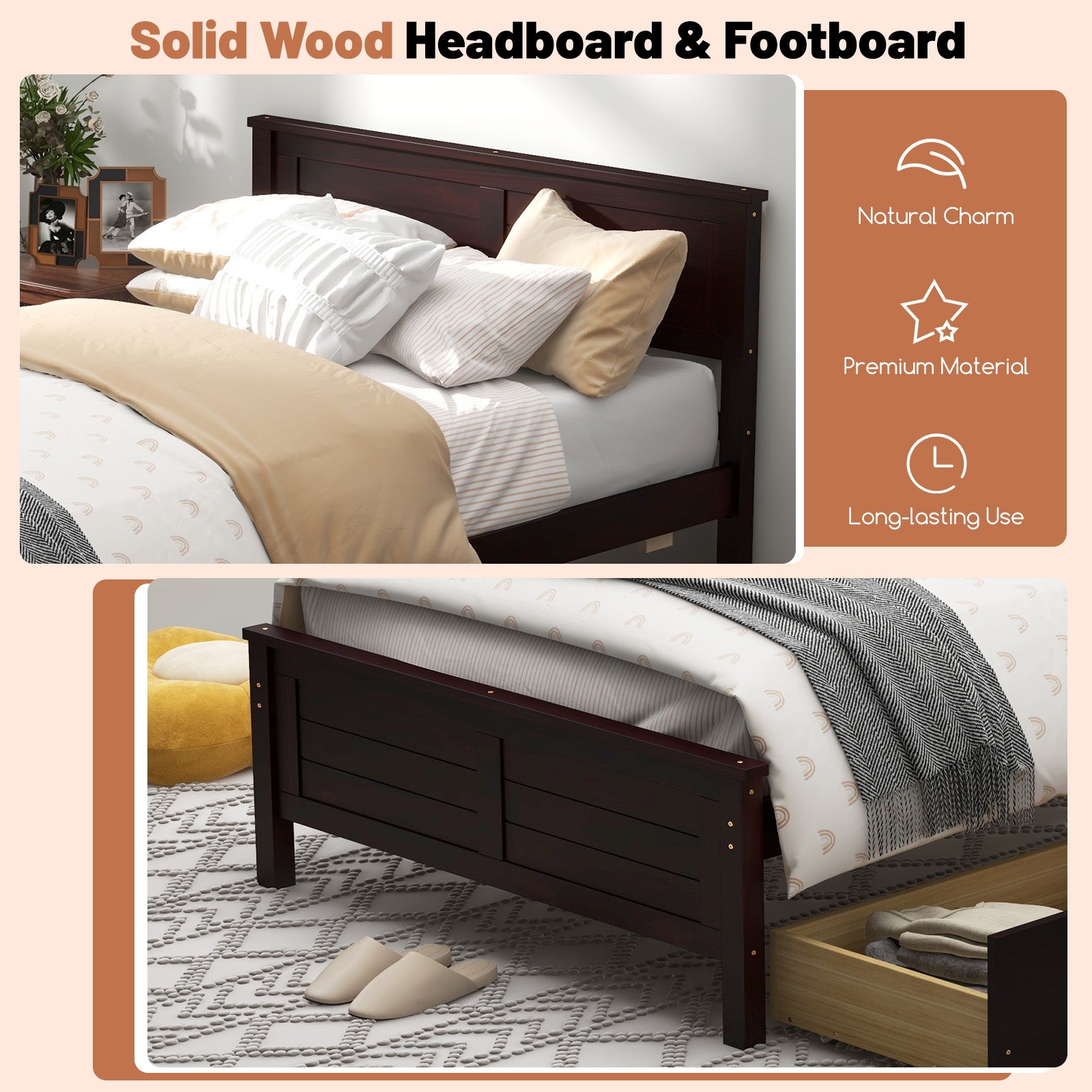 Twin Size Bed Frame With Storage Drawers, Espresso Trundle Bed Frame at Gallery Canada