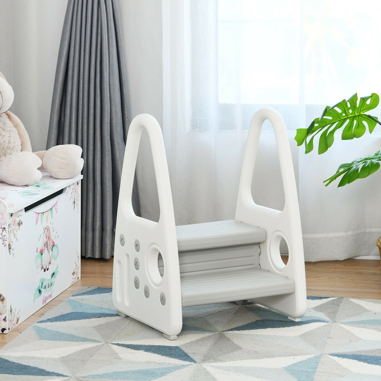 Kids Step Stool With Armrest, For Kitchen Toilet Potty Training, Gray Toddler & Kids Furniture at Gallery Canada