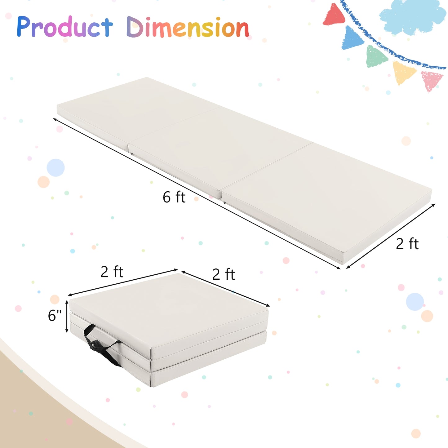 6 x 2 FT Tri-Fold Gym Mat, Handles, Removable Cover, Light Gray Yoga & Gym Mats at Gallery Canada