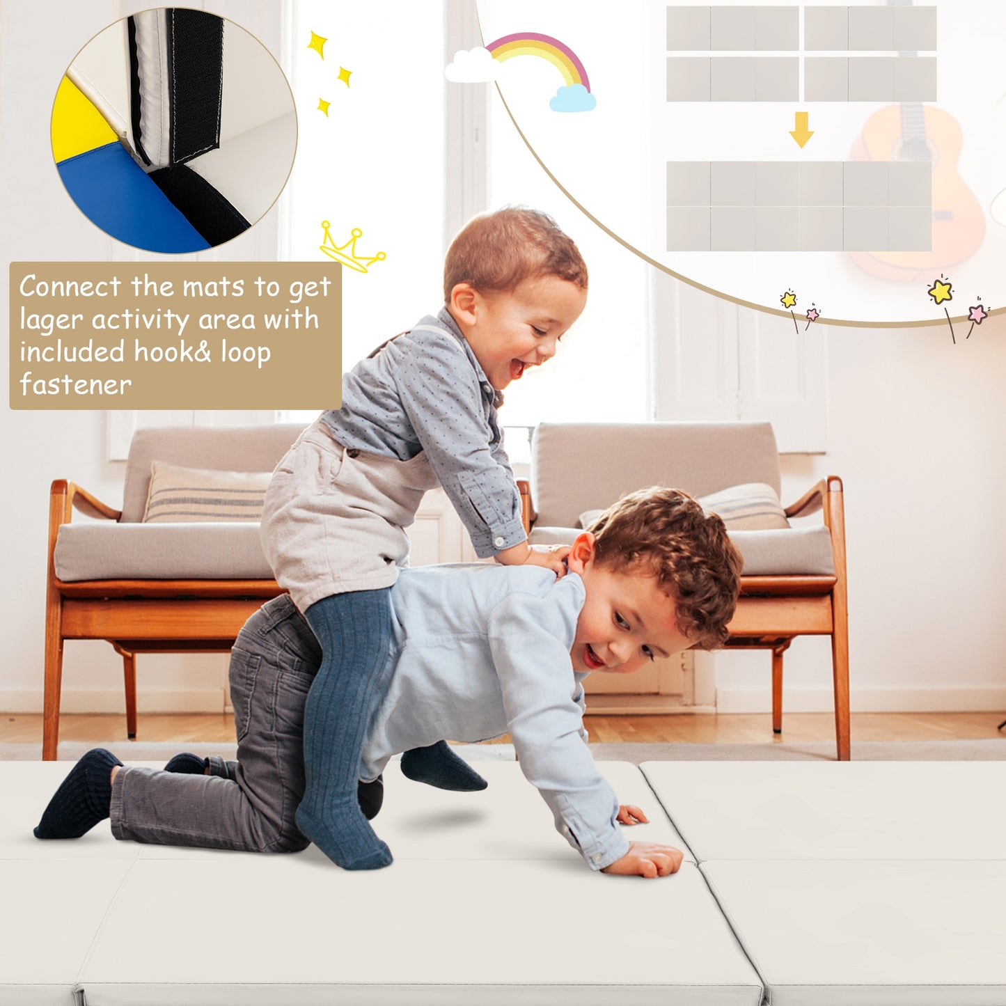 6 x 2 FT Tri-Fold Gym Mat, Handles, Removable Cover, Light Gray Yoga & Gym Mats at Gallery Canada