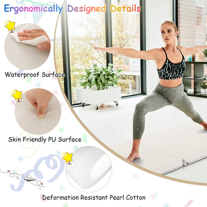 6 x 2 FT Tri-Fold Gym Mat, Handles, Removable Cover, Light Gray Yoga & Gym Mats at Gallery Canada