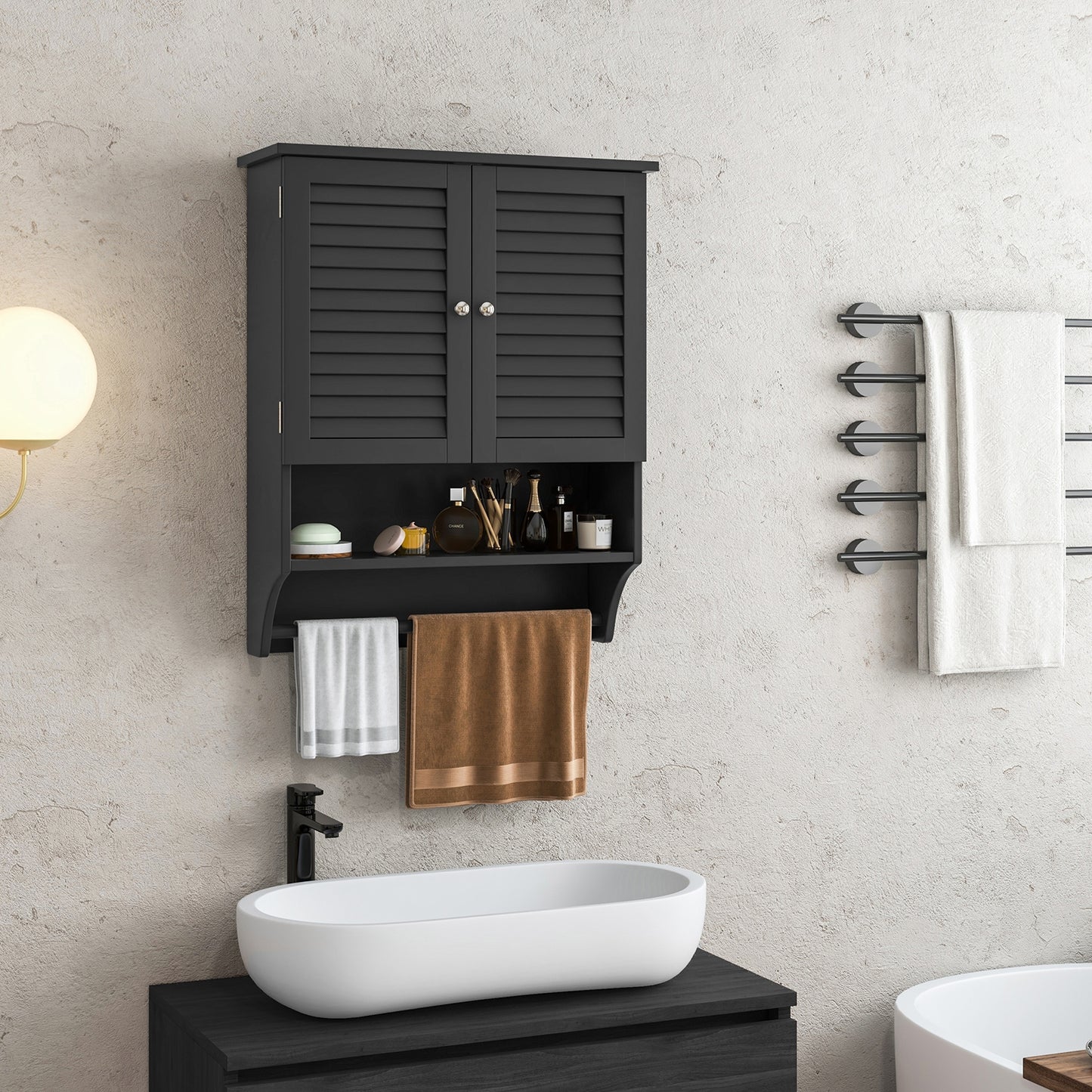 2-Doors Wall-Mounted Medicine Cabinet, Black Wall Cabinets at Gallery Canada
