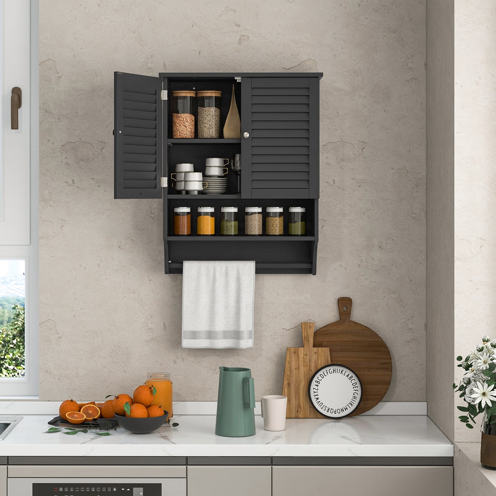 2-Doors Wall-Mounted Medicine Cabinet, Black Wall Cabinets at Gallery Canada