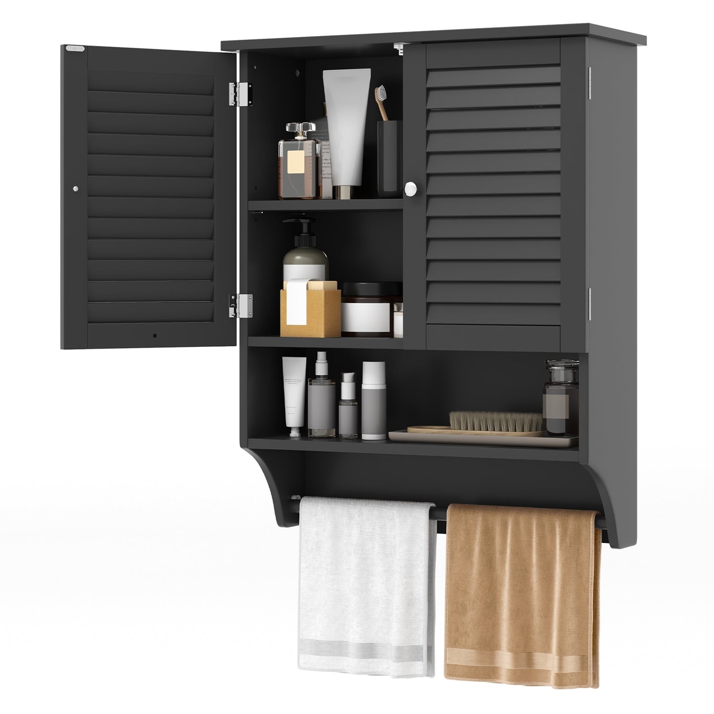 2-Doors Wall-Mounted Medicine Cabinet, Black Wall Cabinets at Gallery Canada