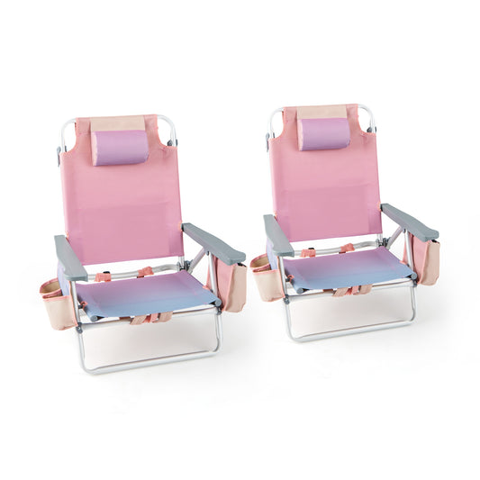 Folding Backpack Beach Chair With Pillow, Pink Beach & Lawn Chairs Pink at Gallery Canada