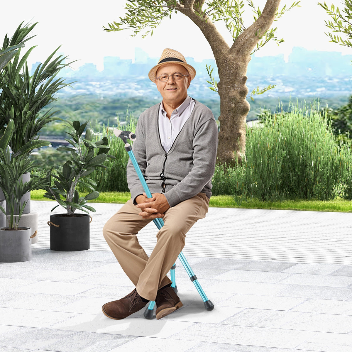 Lightweight Adjustable Folding Cane Seat, Blue Walkers & Rollators at Gallery Canada