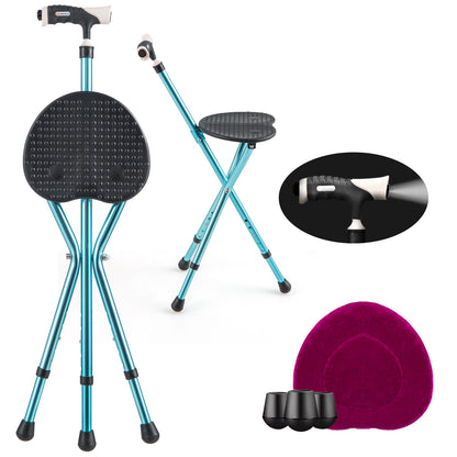 Lightweight Adjustable Folding Cane Seat, Blue Walkers & Rollators at Gallery Canada