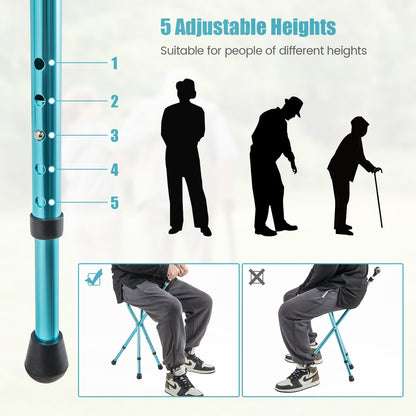 Lightweight Adjustable Folding Cane Seat, Blue Walkers & Rollators at Gallery Canada