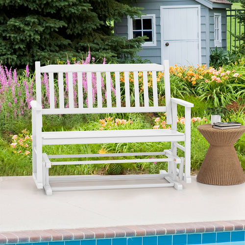 2 Seats Outdoor Glider Bench, White