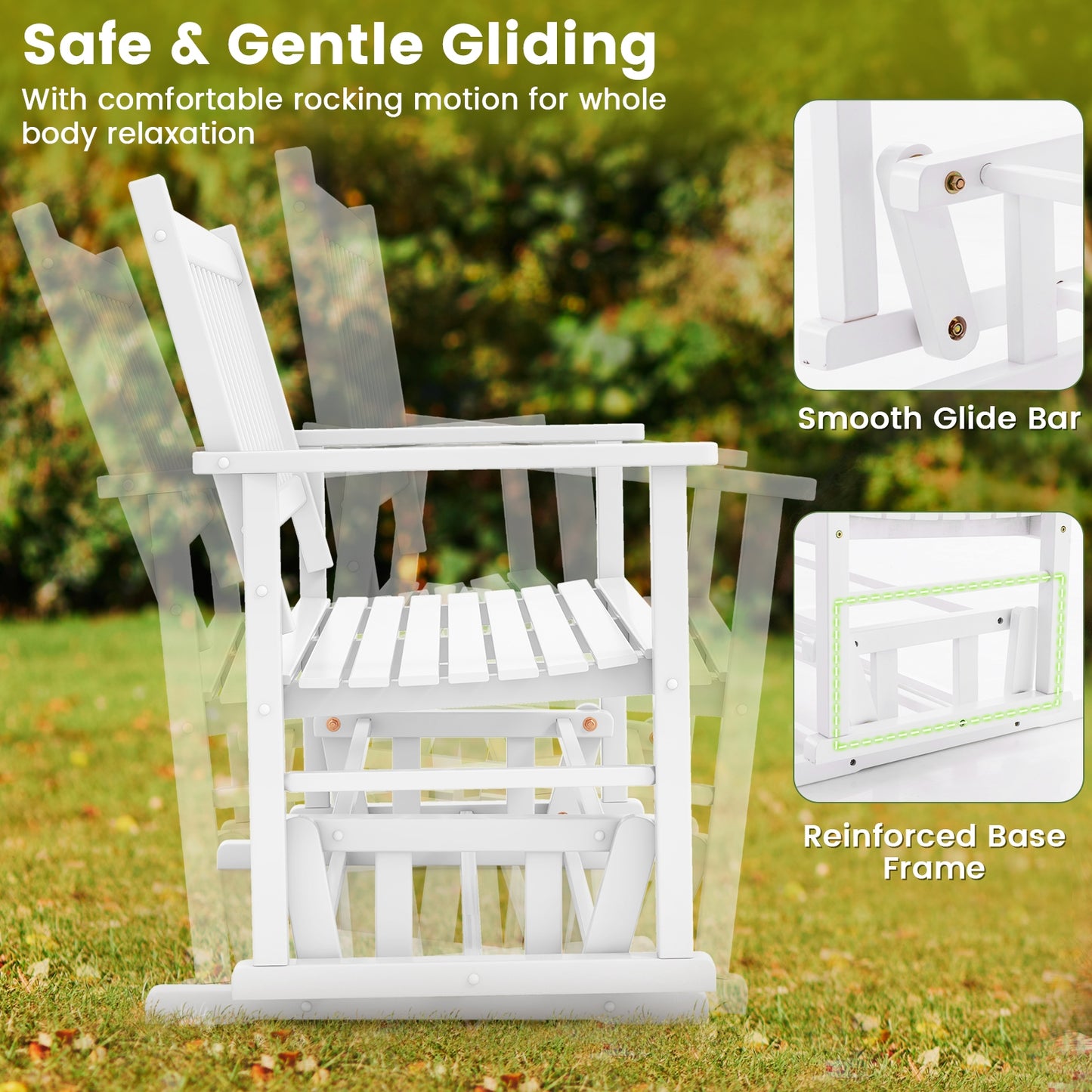 2 Seats Outdoor Glider Bench, White Patio Rocking Chairs & Gliders at Gallery Canada