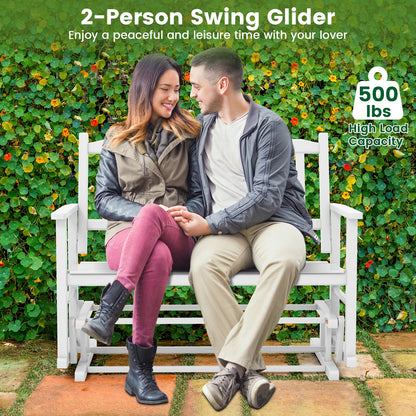 2 Seats Outdoor Glider Bench, White Patio Rocking Chairs & Gliders at Gallery Canada