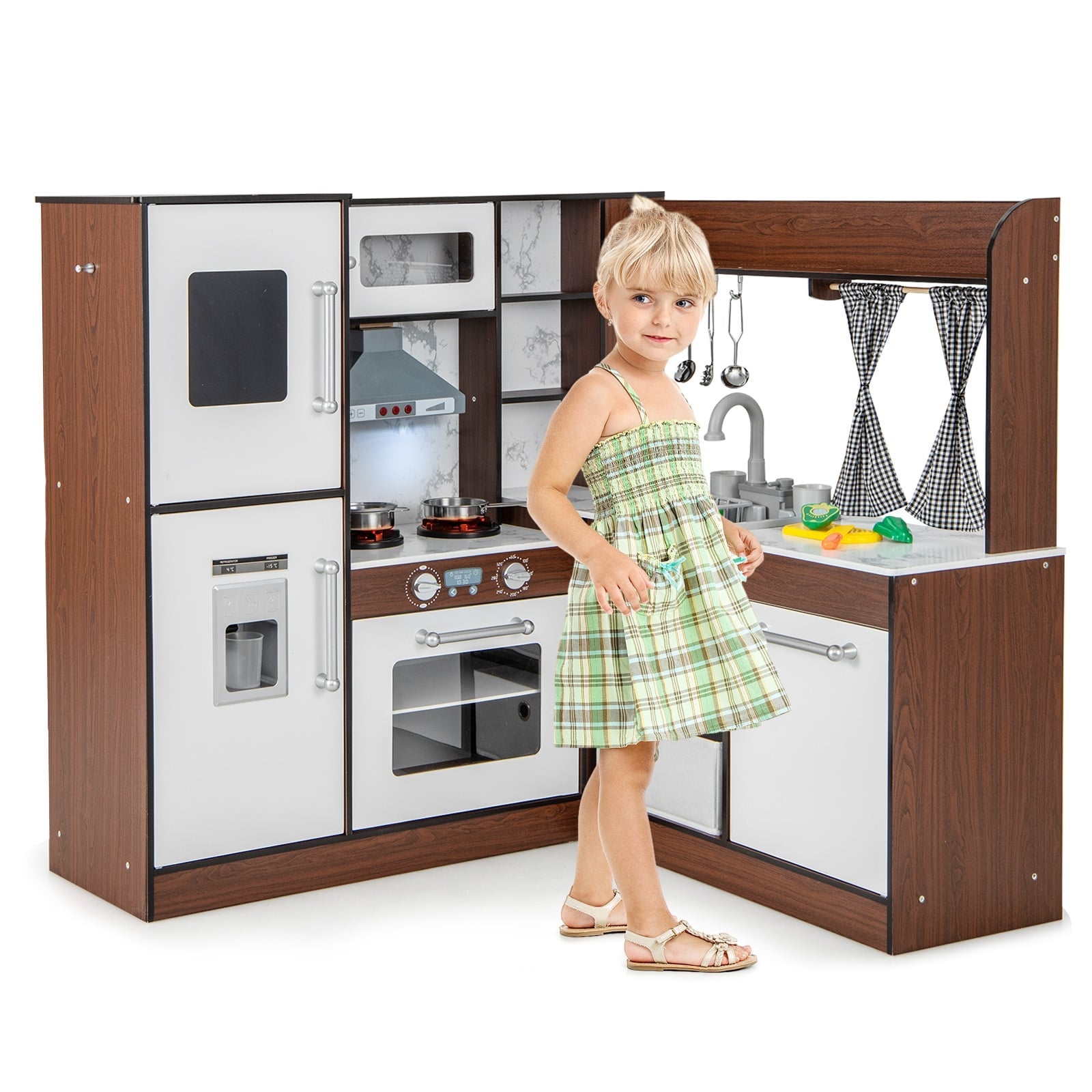 Wooden Corner Play Kitchen With Water Circulation, Lights, Brown Play Kitchen Sets at Gallery Canada