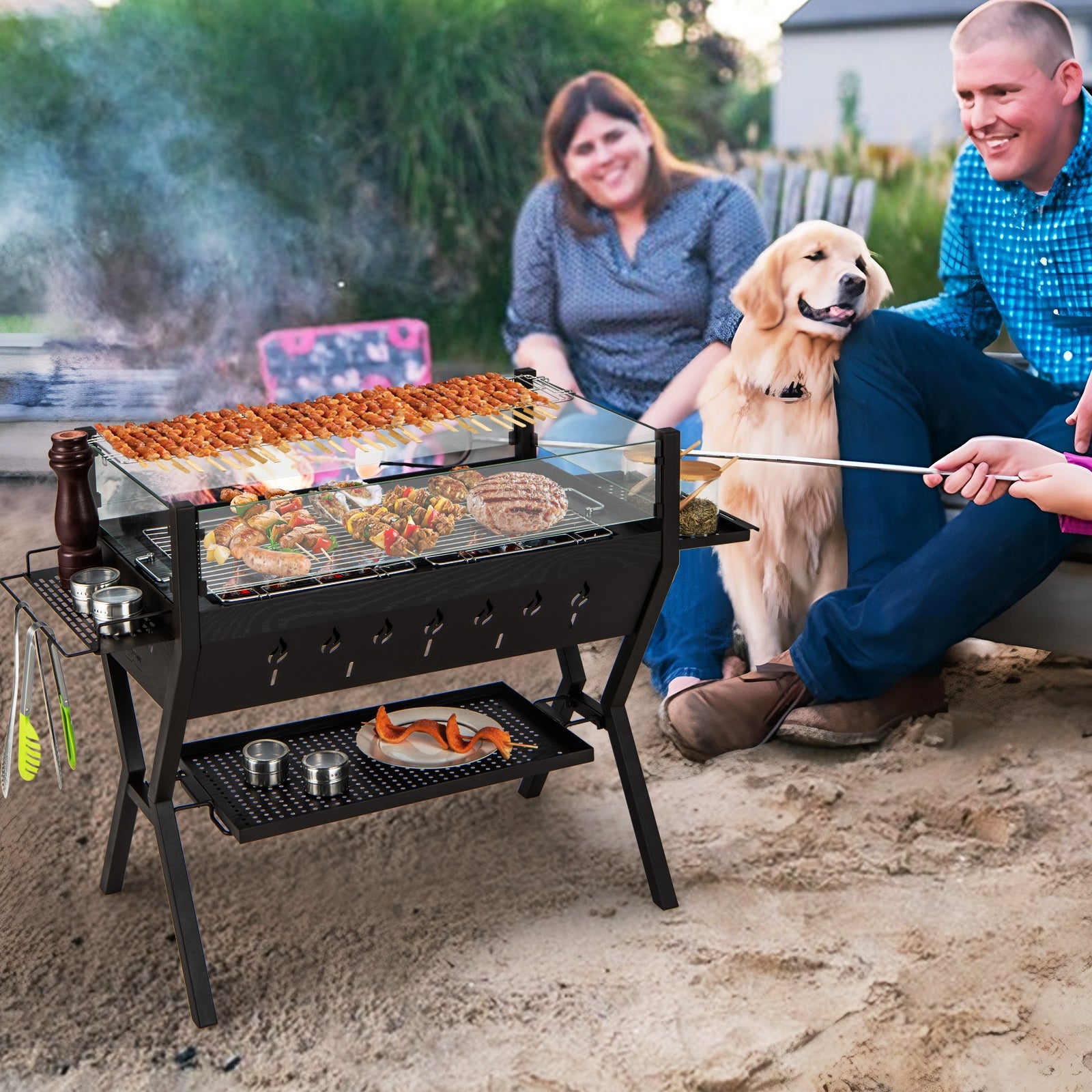 BBQ Grill, Wind Guard, Seasoning Racks, Charcoal Outdoor Grills at Gallery Canada