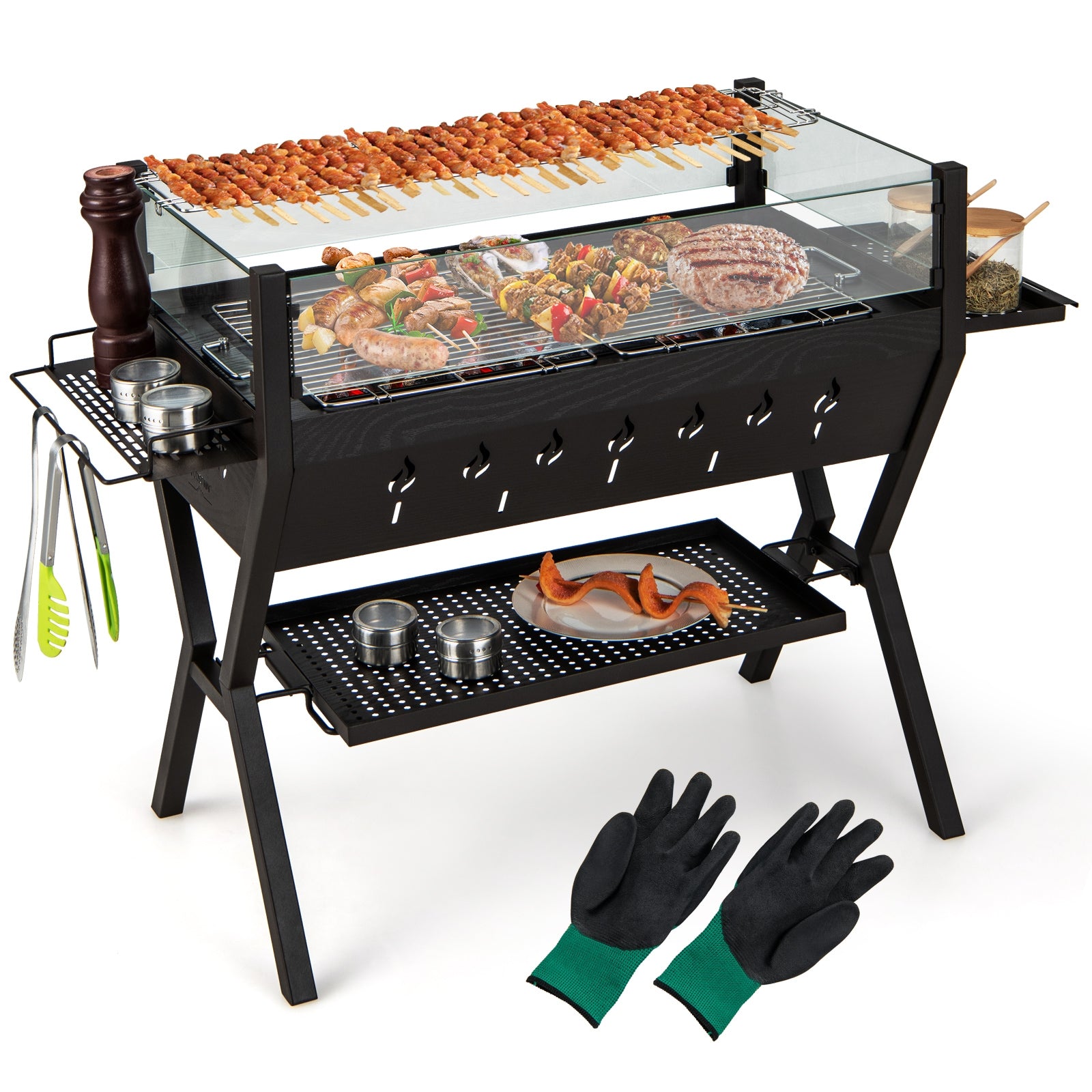 BBQ Grill, Wind Guard, Seasoning Racks, Charcoal Outdoor Grills at Gallery Canada