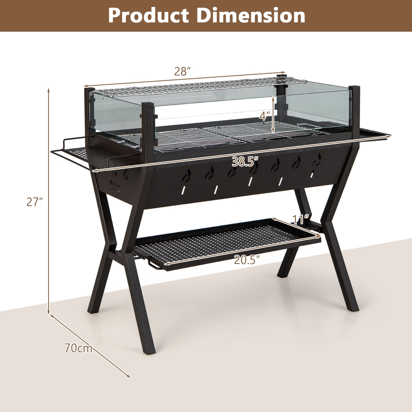 BBQ Grill, Wind Guard, Seasoning Racks, Charcoal Outdoor Grills at Gallery Canada