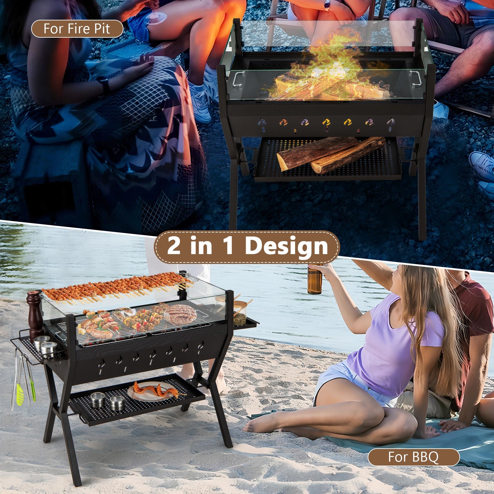 BBQ Grill, Wind Guard, Seasoning Racks, Charcoal Outdoor Grills at Gallery Canada