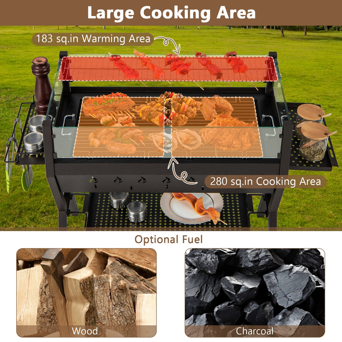 BBQ Grill, Wind Guard, Seasoning Racks, Charcoal Outdoor Grills at Gallery Canada