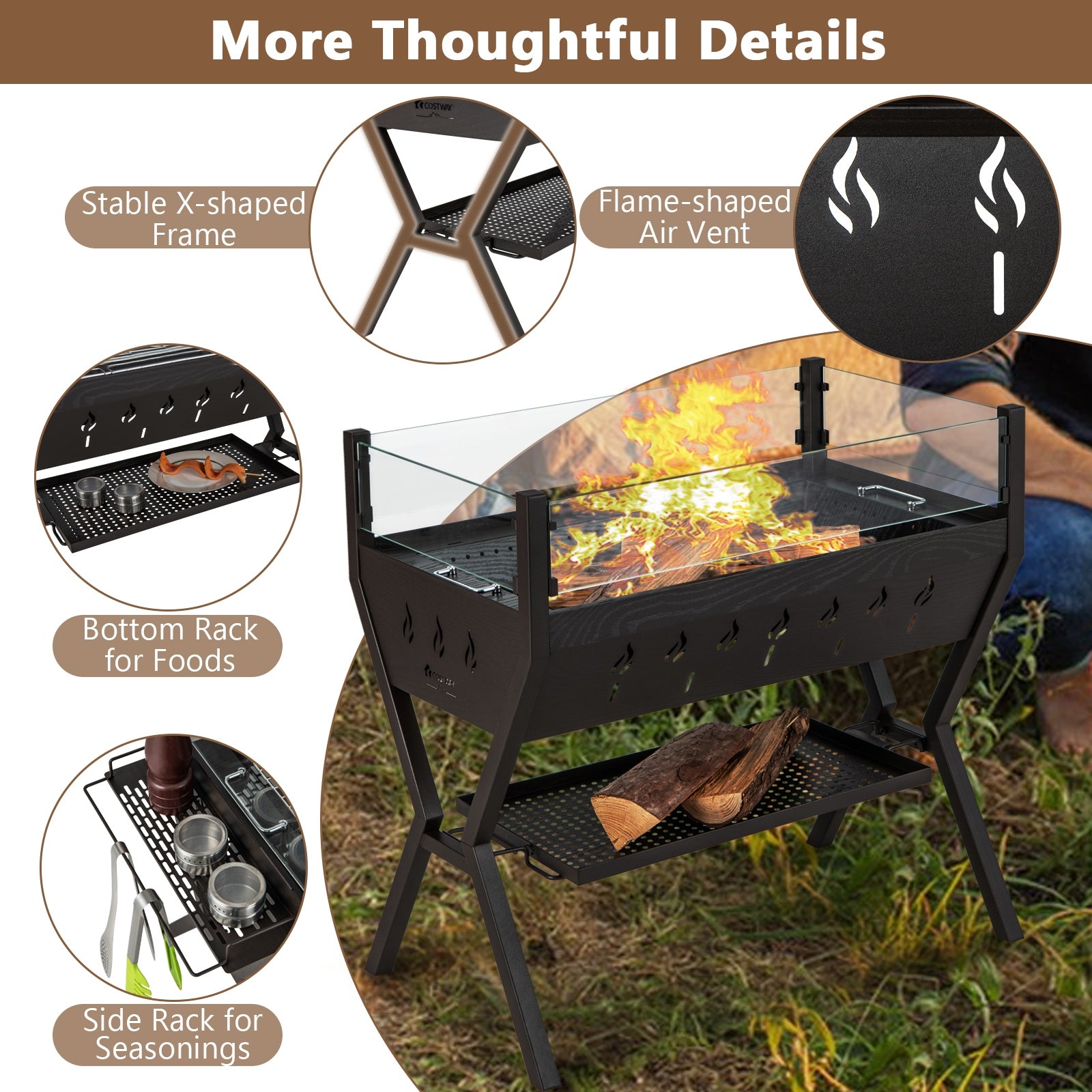 BBQ Grill, Wind Guard, Seasoning Racks, Charcoal Outdoor Grills at Gallery Canada
