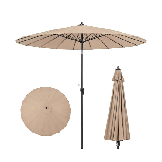 9 Feet Round Patio Umbrella, 18 Fiberglass Ribs, Tan Outdoor Umbrellas Tan at Gallery Canada