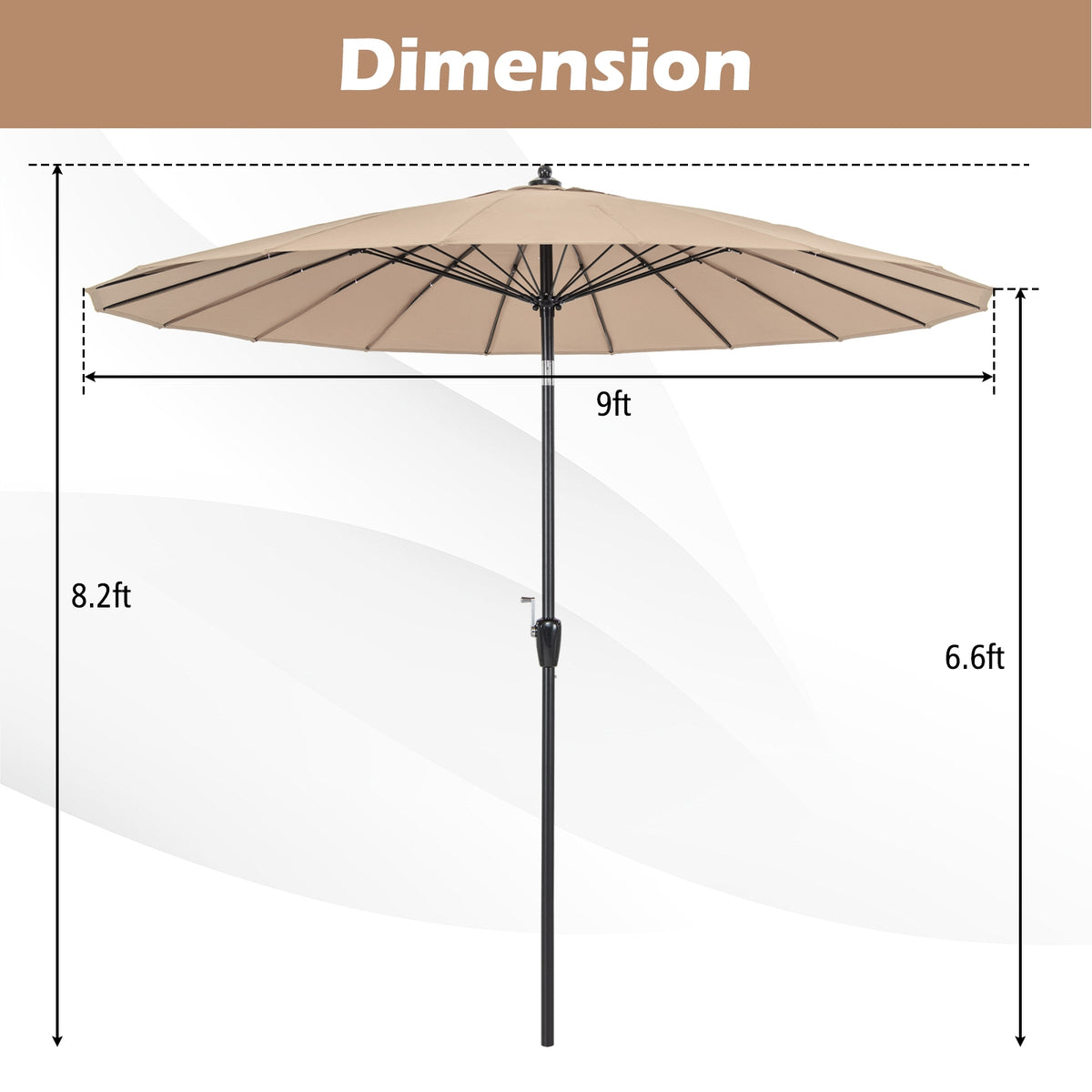9 Feet Round Patio Umbrella, 18 Fiberglass Ribs, Tan Outdoor Umbrellas at Gallery Canada