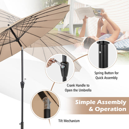 9 Feet Round Patio Umbrella, 18 Fiberglass Ribs, Tan Outdoor Umbrellas at Gallery Canada