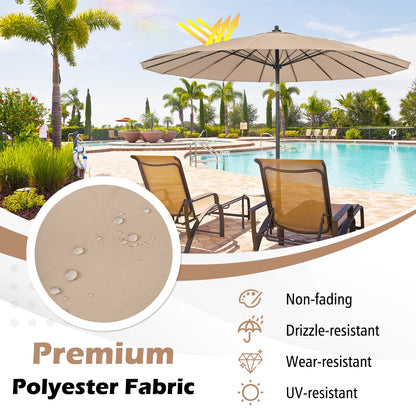9 Feet Round Patio Umbrella, 18 Fiberglass Ribs, Tan Outdoor Umbrellas at Gallery Canada