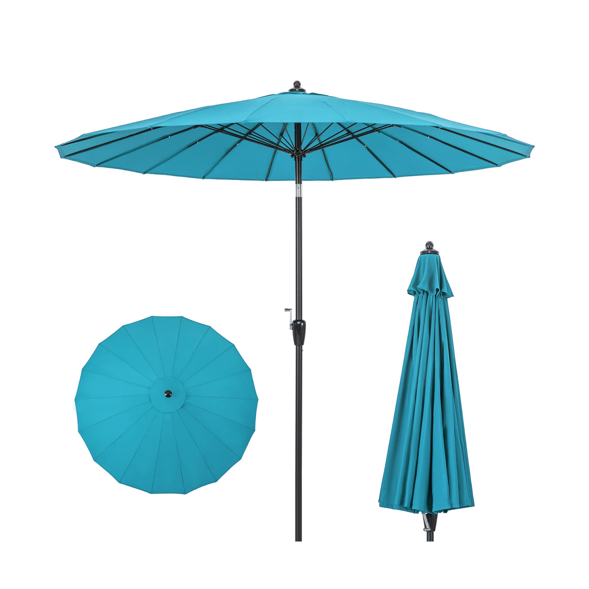 9 Feet Round Patio Umbrella, 18 Fiberglass Ribs, Turquoise Outdoor Umbrellas at Gallery Canada