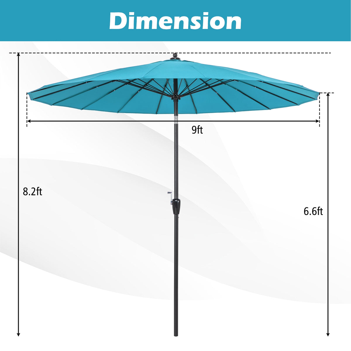 9 Feet Round Patio Umbrella, 18 Fiberglass Ribs, Turquoise Outdoor Umbrellas at Gallery Canada