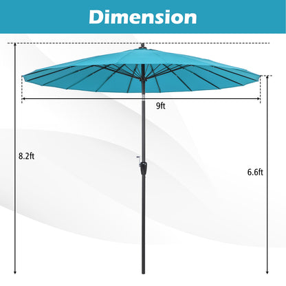 9 Feet Round Patio Umbrella, 18 Fiberglass Ribs, Turquoise Outdoor Umbrellas at Gallery Canada