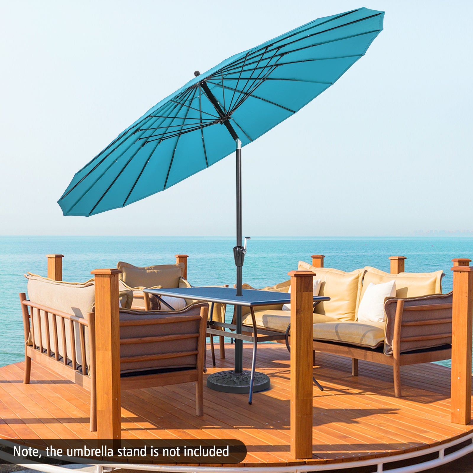 9 Feet Round Patio Umbrella, 18 Fiberglass Ribs, Turquoise Outdoor Umbrellas at Gallery Canada