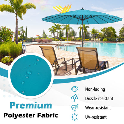 9 Feet Round Patio Umbrella, 18 Fiberglass Ribs, Turquoise Outdoor Umbrellas at Gallery Canada