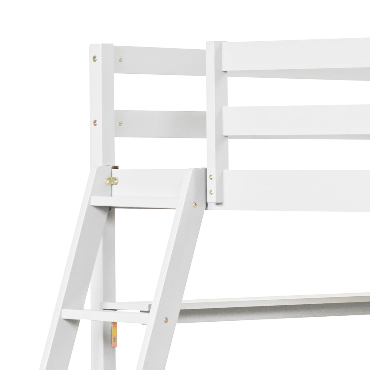 Twin Size Loft Bed With Desk, Bookshelves, White Bunk Bed Frame at Gallery Canada