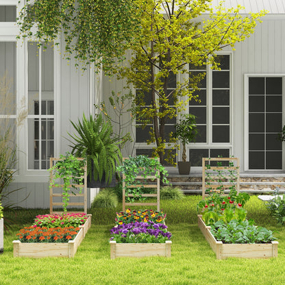 Raised Garden Bed with Planter Box and Trellis, Natural Raised Garden Beds at Gallery Canada