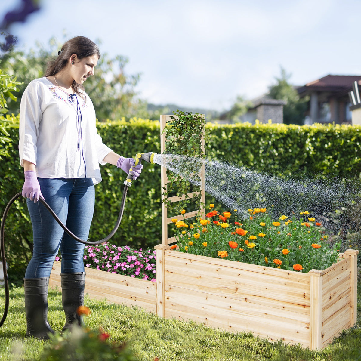 Raised Garden Bed With Trellis, Natural Raised Garden Beds at Gallery Canada